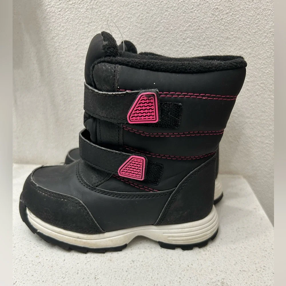 🦋 Kids Black and Pink Winter Snow Boots for girls size 9!